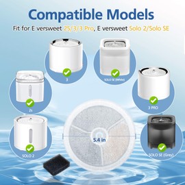 12 PCS Upgraded Filter Unit 3.0 Fit for Pet Cat Water Fountain E versweet 2S/3/3 Pro, E versweet Solo 2/Solo SE, 12 PCS Replacement Filter and 12 PCS Foam Pump Filt-er