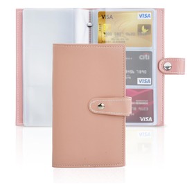 Amexo Business Card Case for 96 Cards, Credit Cards, PU Leather, Business Card Holder, Business Card Book, Customer Cards, Business Card Holder, Business Card Box (Pink), pink, Modern