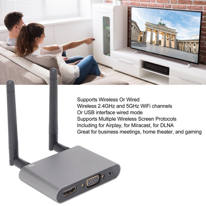 Wireless Display Adapter 4K Support 2.4GHz 5GHz WiFi VGA HD