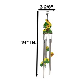 Ebros Gift Beautiful Spring to Summer Sunflowers Bloom with Red Ladybugs Resonant Relaxing Aluminum Rods Wind Chime Patio Garden Decorative Accesory