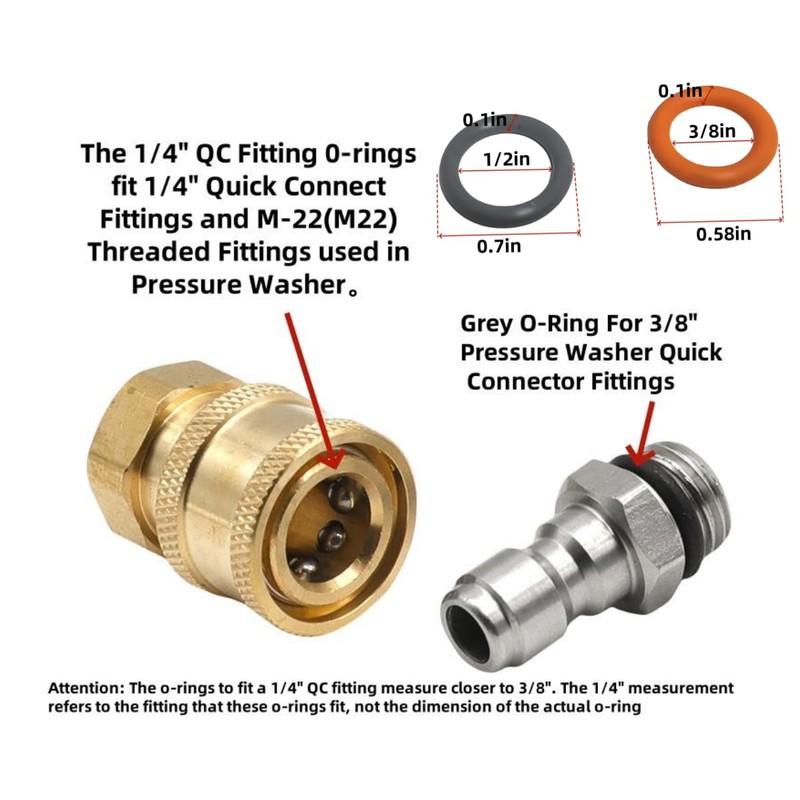 1/4" & 3/8" Pressure Washer QD Colored O-Rings (1/4''&3/8''(25+25) 50