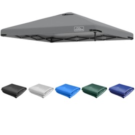 KAMPKEEPER Replacement Top Pop Up Canopy Tent Cover Roof with Air Vent and Adjustable Elastic Strap, Polyester UV Waterproof for Outdoor Garden Patio Sun Shade(Top Only) (Dark Grey, 10x10FT)