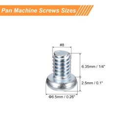 uxcell #8-32x1/4 Pan Head Phillips Machine Screws, 50pcs Zinc Plated Carbon Steel Cross Head Screws Fully Threaded Bolts