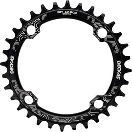 DECKAS Round Oval Chainring 104BCD 32T 34T 36T 38T Narrow Wide Chainring for 6 7 8 9 10 11 12 Speed Chains (Round Black, 34T)