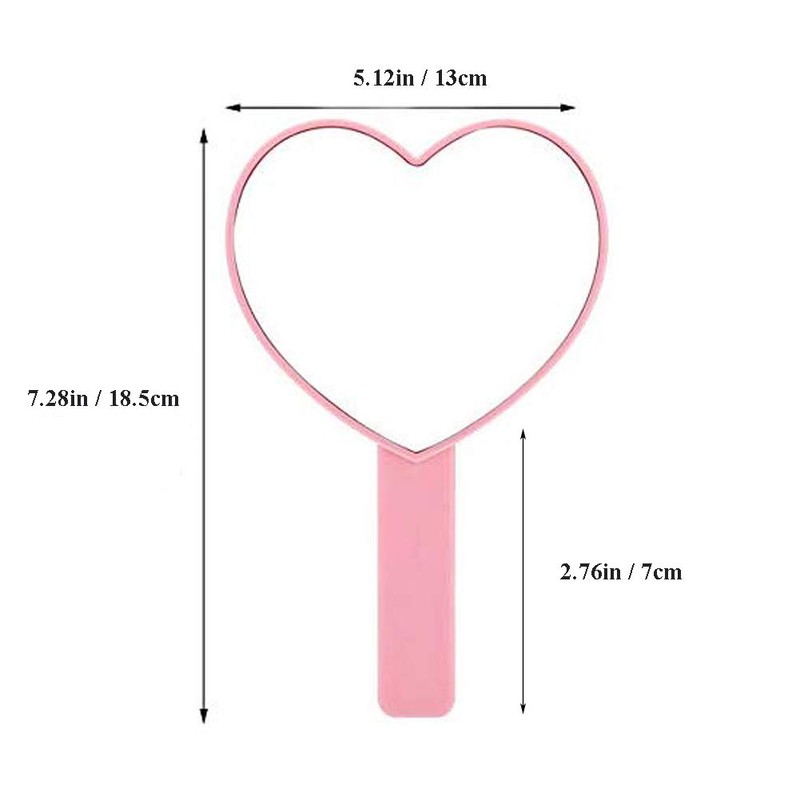 TBWHL Heart-Shaped Travel Handheld Mirror, Cosmetic Hand Mirror with Handle,