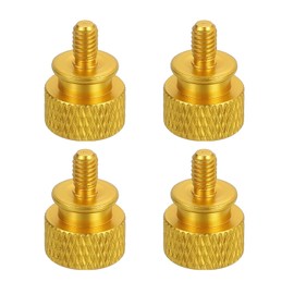 sourcing map 4Pcs M4x0.7mm Aluminum Thumb Screws, 12x16mm(ODxH) Computer Case Thumb Screws for PC Side Panel Motherboard Mounting Screw, Gold