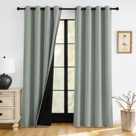 RYB HOME 100% Blackout Sage Green Curtains 84 inches Length, Thermal Insulated Total Room Darkening Noise Reducing Curtains for Bedroom Living Room, 52 inches Wide by 84 inches Long