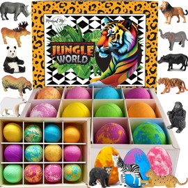 Bath Bombs for Kids with Surprise Inside- 12 pk Kids Bath Bombs with Jungle Toys, Organic, Natural, Skin-Moisturizing Bubble BathBombs. Birthday Gifts for Boys, Girls, Toddlers
