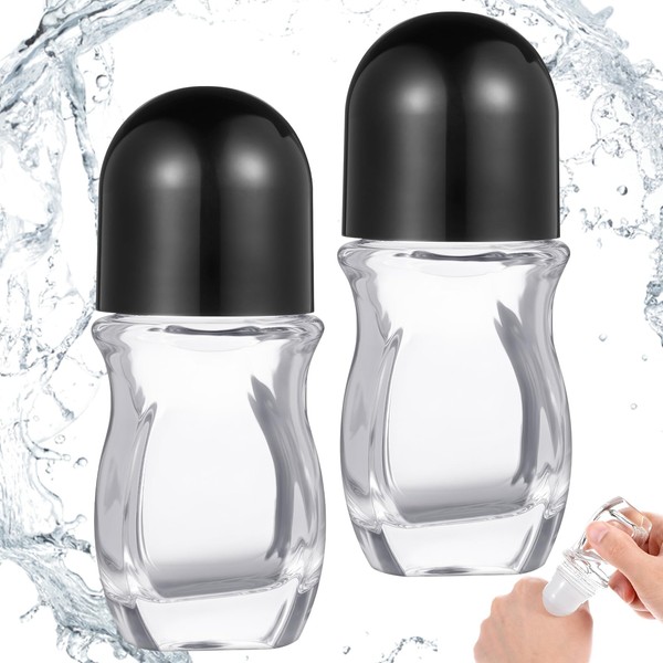 Tyqour 2pcs Empty Rollerball Bottles 30ml Perfume Rollerball Empty Glass