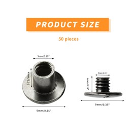 AnRui 50 Sets M5*4mm Chicago Screws, Fasteners Rivets Cross Binding Screw Connectors Steel for Leather Belt Scrapbook Photo Albums Crafting, Black