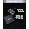 Button Covers for Women 6 Set Rhinestone Cuff Link Silver