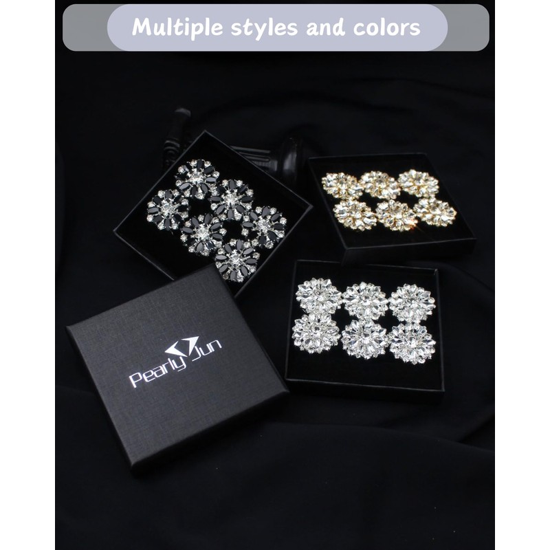 Button Covers for Women 6 Set Rhinestone Cuff Link Silver