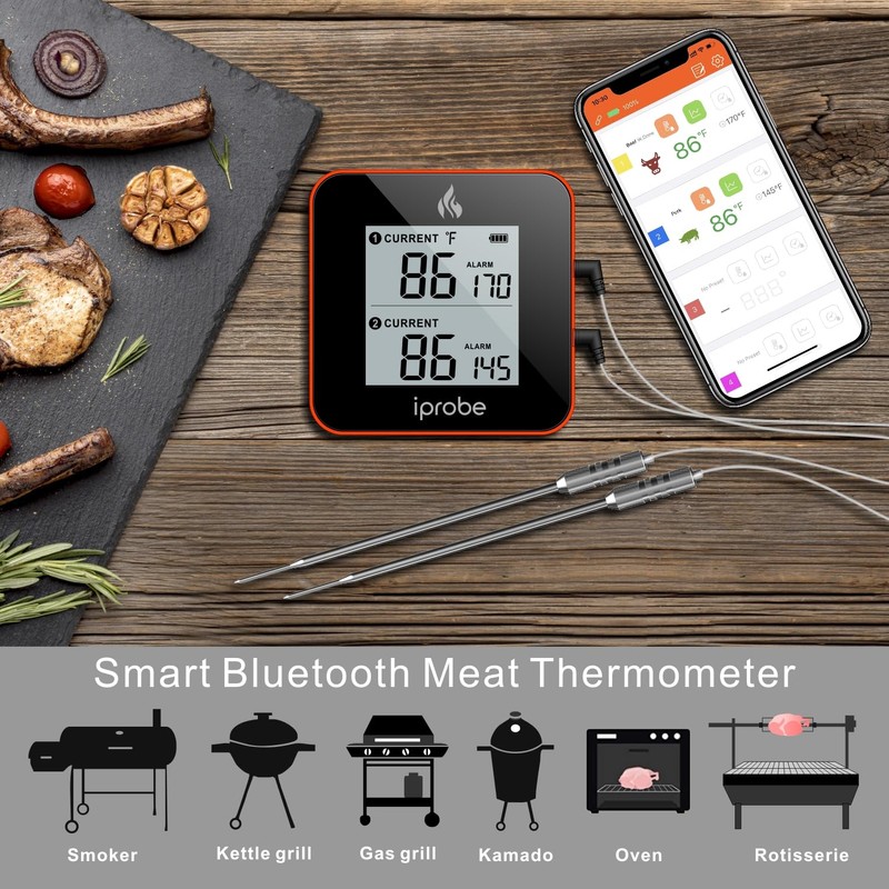 iProbe 600 ft Range Digital Wireless Meat Thermometer with 2