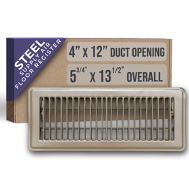 Fits 4x12 Duct Opening Floor Register with Louvered Design by Handua | Heavy Duty Walkable Design with Damper | Floor Vent Grille | Easy to Adjust Air Supply Lever | Brown