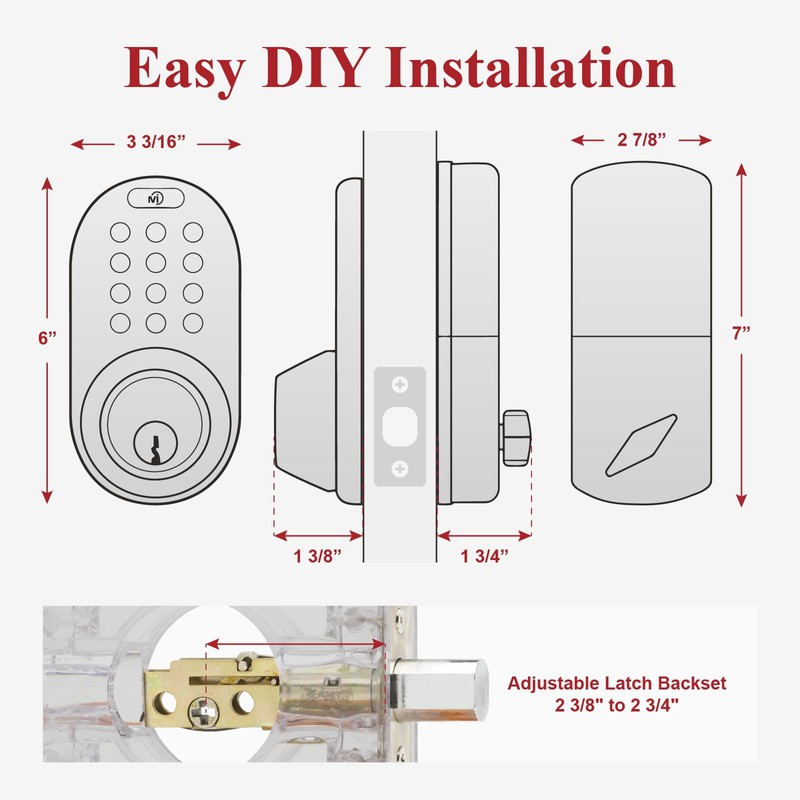 Keyless Entry Keypad Door Lock - Upgraded Smart Electronic Digital