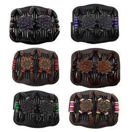 LOVEF Hair Clip Comb - The Best Decorative Hair Accessory for Long, Short, Thick or Thin Hair - Bun Maker, French Twist, Updo Pony Tail Holder - 4Pcs - Handmade, Wood, Beads, Crystal, Random Color