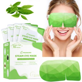 FRSHMORN 16 Packs Steam Eye Mask, Heated Eye Mask for Sleeping, Warm Compress for Eyes, Self Heating Disposal Steam Mask for Home Sleep, Office, Spa, Travel Essentials Stocking Stuffers (Green Tea)