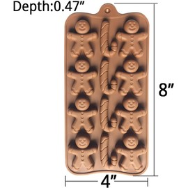 ROTDAM Gingerbread Man Candy Cane Shaped Silicone Chocolate Mold 2PCS-12Cavity Christmas Silicone Mold for Baking Jelly Candy Chocolate Ice Cube Tray Soap
