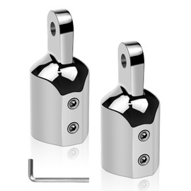 HZSIFU 2PCS 7/8 Inch Bimini Top Cap Fittings Eye End Caps Stainless Steel 316 External Round Tubing Boat Canopy Hardware Pop Metal Cap for 7/8'' Od Round Tube with L Shape Hex Key