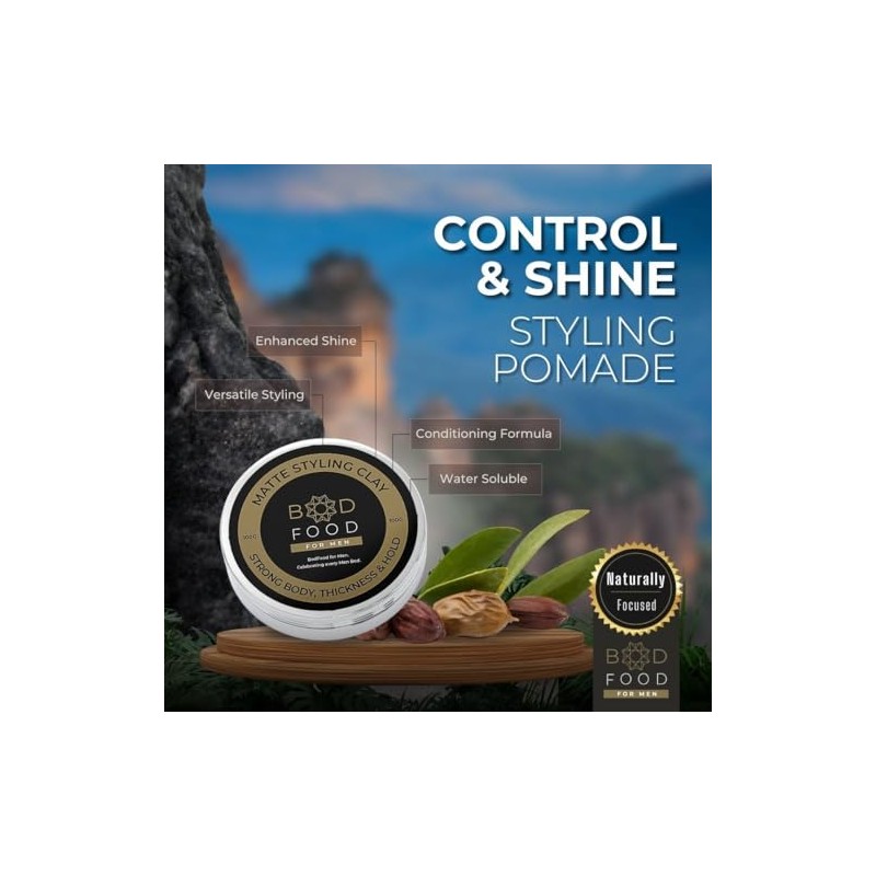 BodFood Australia Styling Pomade - Medium Hold, Enhanced Shine Pomade