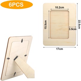 DAWRIS Set of 6 Picture Frames 22.5 x 17 cm Wooden Picture Frame for Painting Rectangular Craft Frame Set Natural Wood DIY Photo Frame Children Wooden Picture Frame for Table Display and Crafts DIY
