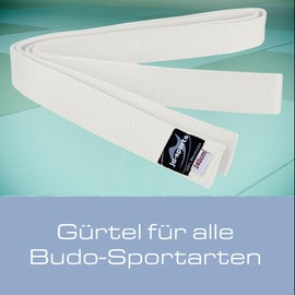 Ju-Sports Budo Belt, White, Cotton, Martial Arts Belt for Budo Sports, Judo, Karate, Kickboxing & More, Approx. 4 cm Wide Martial Arts Belt, 200 cm