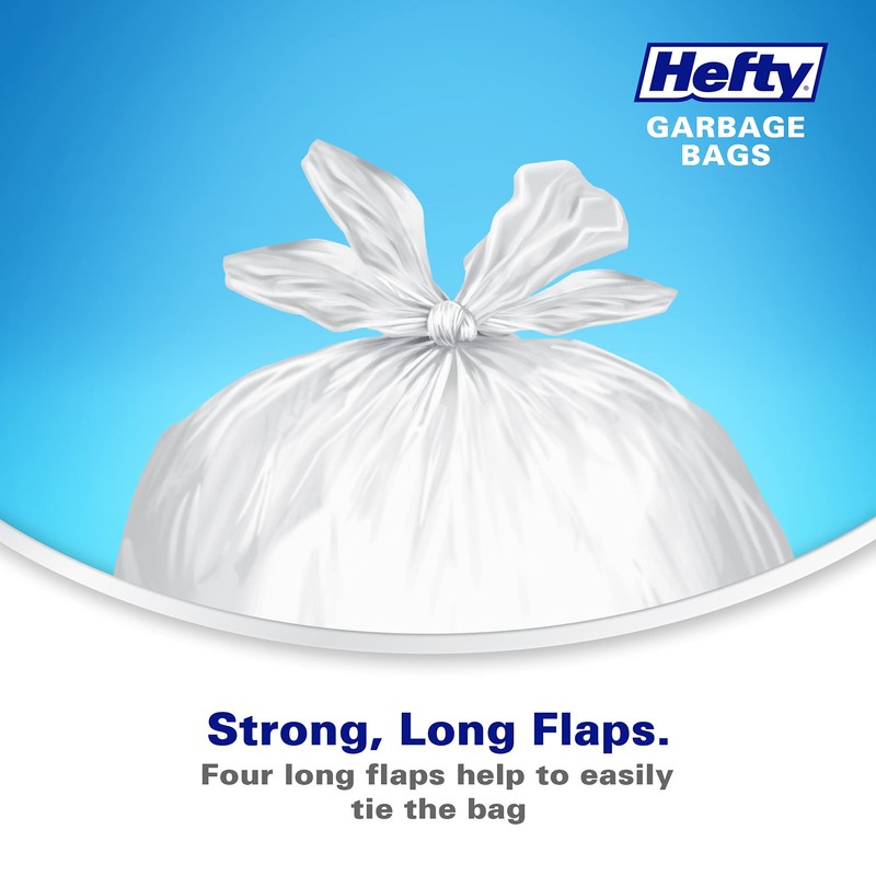Hefty™ Garbage Bags, Strong Small 25 Litres White Kitchen, Easyflaps™,