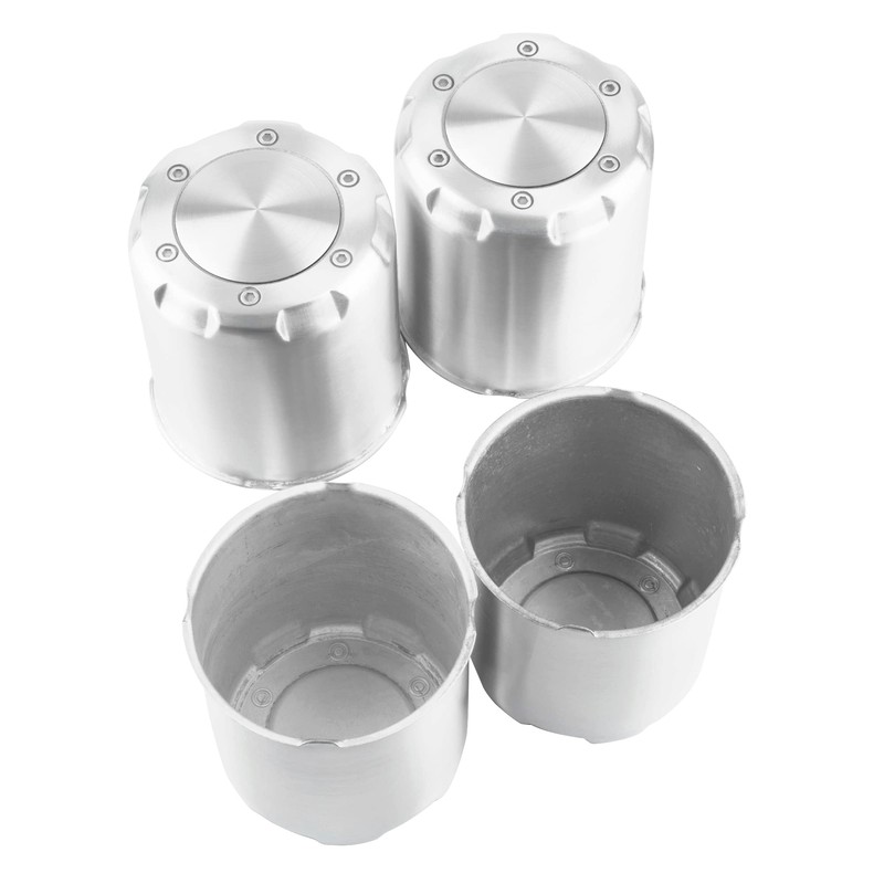 Rheedal 4Pcs 4.25inch Brushed Aluminum Trailer Wheel Center Cap Push
