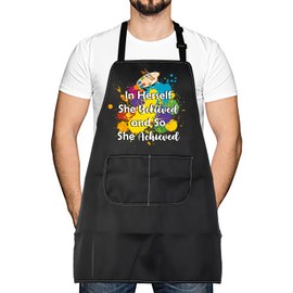 LEVLO Artist Paint Palette Gift In Herself She Believed and So She Achieved Apron Art Teacher Student Graduation Gifts, In Herself She Believed, One Size