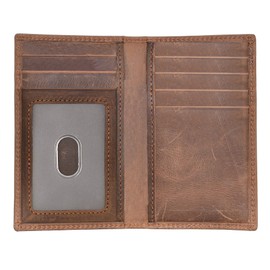 YUHAN PRETTY Slim Thin ID/Credit Card Holder RFID Genuine Leather Bifold Front Pocket Wallet (Brown (Crazy Horse Leather))