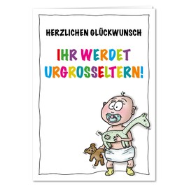 bernsteinfee-CARDS XXL Greetings Card "Du werden Urgroßeltern, Baby Announcement", Card Uroma Uropa, Pregnancy Card, Grandma Grandpa, Congratulations on the Great Grandchild - Includes Envelope (DIN