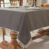 meioro Rectangular Tablecloth, Water-Resistant with Lotus Effect, Tassel Tablecloth Polyester