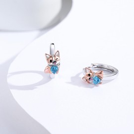 YueYuan Corgi Earrings 925 Sterling Silver Dog Earrings Animal Earrings Corgi Dog Earrings for Women