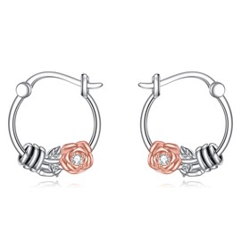 POPLYKE Antique Sunflower Earrings Sterling Silver Evil Eye Earrings for Women Hoop Earrings Gifts for Girls Hypoallergenic, Sterling Silver, No Gemstone