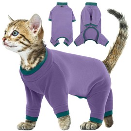 Cat Jumper, Cat Suit After Surgery, Cat Bodysuit for Cats, Surgery, Warm Cat Suit, Cat Bodysuit with Long Legs, Surgical Shirts for Cats (Purple, S)