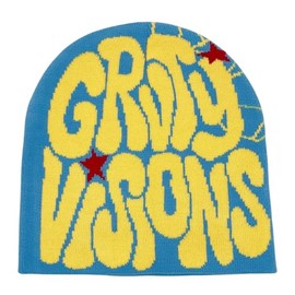 2THESTARS Trendy Y2K Graphic Beanie Wool Acrylic Beanies for Women and Men Stylish Headwear for Fashion-Forward Individuals - Yellow