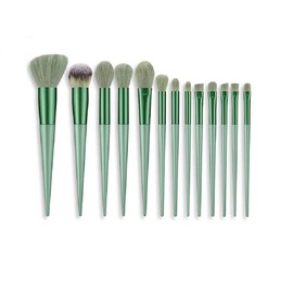 Makeup Brushes 13Pcs Eyeshadow Brush Blush Brush Foundation Brush Eyeliner Brush Set Professional Cosmetic Brushes with Setwith Plush Bag (Green）