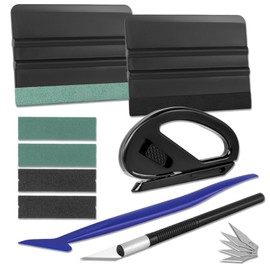 AMZDEPOT Window Tint Kit, Profession Car Wrap Kit with Felt Squeegee and Felt Replacements, Craft Knife and Blades, Safe Vinyl Cutter, Micro Squeegee for Vinyl Wrap Tools Tint Tools