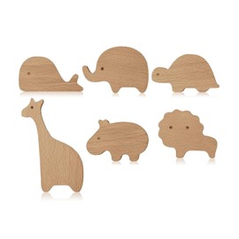 Povxlum 6pcs Wooden Animal Cabinet Knobs Decorative Dresser Knobs with Screws Dresser Pulls Wood Marine Animals
