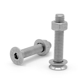 NOLDAR | Countersunk Screws with Hexagon Socket (A2) Stainless Steel (A2) Set of 20 Screws with 20 Nuts and 20 Washers (Pack of 60) Countersunk Screws DIN 7991 / ISO 10642 Fully Threaded (Large M6 x
