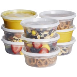 GUSTO [48 Sets - 8 oz. Plastic Deli Disposable Food Storage Containers with Airtight Lids - Slime Containers (Formerly Comfy Package)