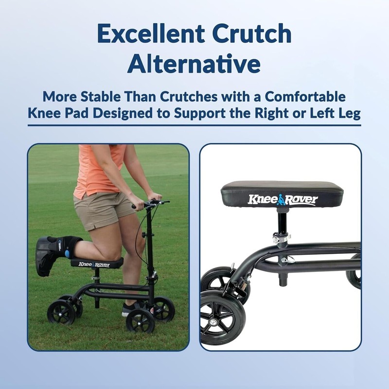 KneeRover Knee Scooter Steerable Knee Walker Crutch - Matte Black