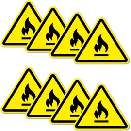 Pack of 8 Warning Stickers 6 x 5 cm Fire UV Protection Laminated Waterproof Digital Print Warning