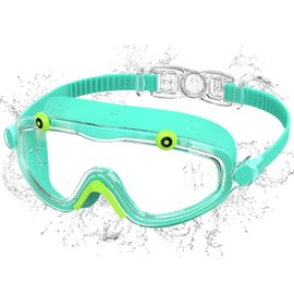 Ambienden Occhialini Piscina Bambini Grandi Antiappannamento con Protezione UV, Regolazione Rapida, Occhialini Nuoto 3-10 Anni Unisex, Cyan