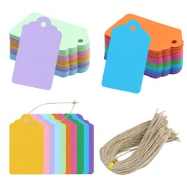 200PCS Colorful Gift Tags with String, Small Paper Decorative Hanging Labels in 10 Assorted Colors for Gift Box Wrapping Wedding Party Birthday