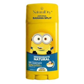 NaturalDry - Desodorante Natural Para Niños y Teens Minions 50g | Sin Aluminio ni Parabenos | Aroma Banana Split | 24hrs Protección | Para Niños y Adolescentes Piel Sensible