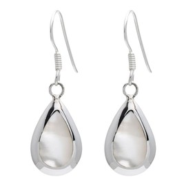 Silverly Women's 925 Sterling Silver Mother of Pearl Shell Teardrop Earrings