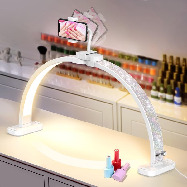 LIONVISON Half Moon Light with Nail Desk: 30-inch Manicure Table