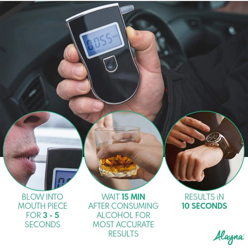 Alayna Portable Breath Alcohol Tester for Personal and Professional Use