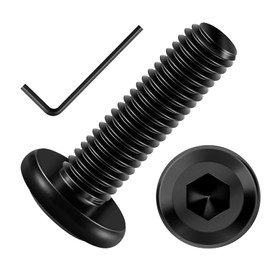 Mywish M6 x 25mm 50Pcs Flat Head Hex Socket Cap Screws Bolts, 304 Stainless Steel Furniture Bolts Full Thread, Black Oxide & Hex Spanner